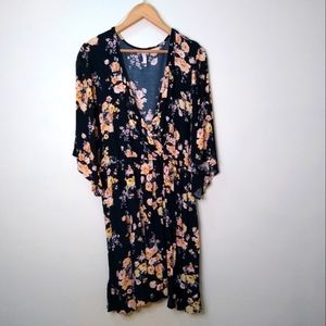 Xhilaration 2019 Black Floral Midi Dress, size Large